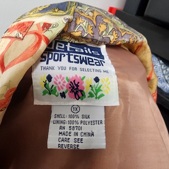 Vintage Details Sportswear Womens Silk Blend Zip Up Bomber Jacket 1X Flawed - Picture 8 of 9